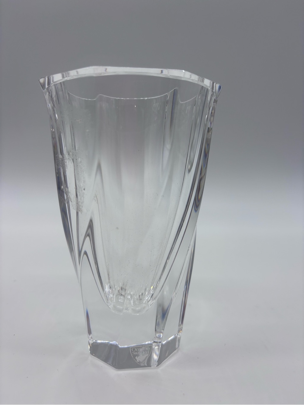 Orrefors Kostaboda Clear Crystal Vase with Sculpted Form
